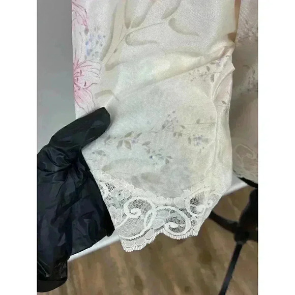 Vtg 70's 80's JCPenney Union Tag Cropped Robe Tie Floral Lace Coquette Women's L - Picture 4 of 9